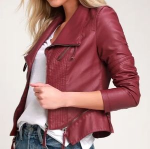 Lulu's Burgundy Moto Jacket